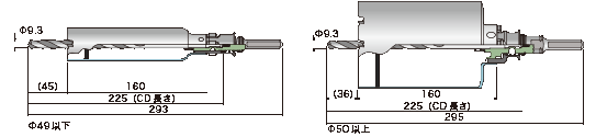 スーパーメタルコア：寸法図