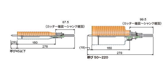 ハイパーダイヤコア：寸法図