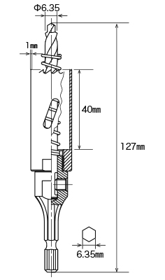 バイメタルホールソー充電ツバナシ：寸法図