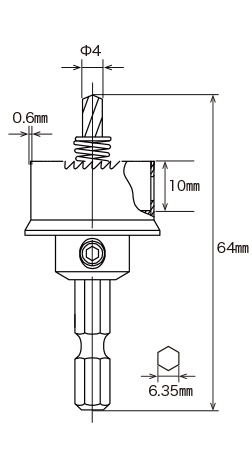 バイメタルホールソー充電薄刃：寸法図